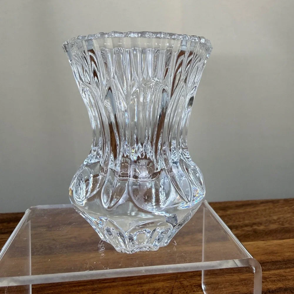 Princess House Crystal Bud Vase Toothpick Holder Clear Scalloped Pressed Glass